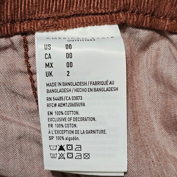 AEO Corduroy Mom Short Rust Orange Size 00 NWT - Picture 5 of 6